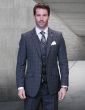 Statement Men's Outlet 3 Piece 100% Wool Cashmere Suit - Sleek Windowpane