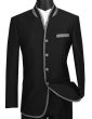 Vinci Men's 2 Piece Slim Fit Nehru Suit - Sharkskin
