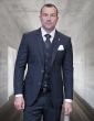 Statement Men's Outlet 3 Piece 100% Wool Cashmere Suit - Micro Plaid