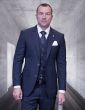 Statement Men's 3 Piece 100% Wool Cashmere Suit - Micro Plaid
