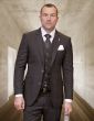 Statement Men's 3 Piece 100% Wool Cashmere Suit - Micro Plaid
