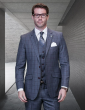 Statement Men's Outlet 100% Wool Cashmere 3 Piece Suit - Bold Windowpane