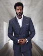 Statement Men's 100% Wool 2 Piece Double Breasted Suit - Subtle Windowpane