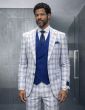 White Suit 3 Piece Suit with Double Breasted Vest and Peak Lapel