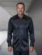 Statement Men's Long Sleeve Woven Shirt - Solid Color Satin