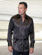 Statement Men's Long Sleeve Woven Shirt - Solid Color Satin