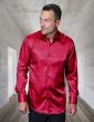 Burgundy Mens Dress Shirts Up Button Shirt