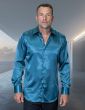 Statement Men's Long Sleeve Woven Shirt - Solid Color Satin
