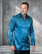 Statement Men's Long Sleeve Satin Shirt - Rhinestone Accents
