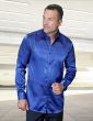 Statement Men's Long Sleeve Satin Shirt - Rhinestone Accents