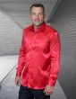 Statement Men's Long Sleeve Satin Shirt - Rhinestone Accents