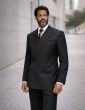Black Double Breasted Suits for Men Peak Lapel