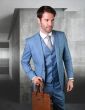 Steel Blue Suit Mens 3 Piece Suits Sharp Suits for Men