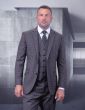 Statement Men's Outlet 100% Wool 3 Piece Suit - Sleek Plaid