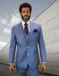 Statement Men's 3 Piece 100% Wool Fashion Suit - Sharp Pinstripe