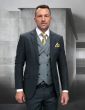 Statement Men's Outlet 3 Piece 100% Wool Fashion Suit - Contrasting Plaid Vest