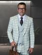 Saboo by Statement Men's 3 Piece Plaid 100% Wool Suit - Double Breasted Vest
