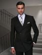Black Suit Mens 3 Piece Suits Peak Lapel Double Breasted Suit Jacket