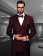 Burgundy Suit Mens 3 Piece Suits Peak Lapel Double Breasted Suit Jacket