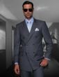 Charcoal Grey Suit Mens 3 Piece Suits Peak Lapel Double Breasted Suit Jacket