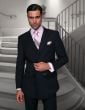 Navy Blue Suit Mens 3 Piece Suits Peak Lapel Double Breasted Suit Jacket