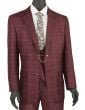 Burgundy Mens Suit Glen Plaid Double Breasted Vest