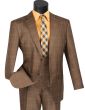 Vinci Men's 3 Piece Executive Suit - Classic Glen Plaid