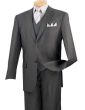 Vinci Men's 3 Piece Wool Feel Classic Suit - Extra Long Sizes