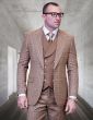 Statement Men's 3 Piece 100% Wool Fashion Suit - Fine Line Plaid