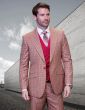 Statement Men's 3 Piece 100% Wool Fashion Suit - Fine Line Plaid
