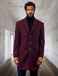 Statement Men's 3/4 Length 100% Wool Top Coat - Single Breasted