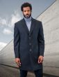 Statement Men's 3/4 Length 100% Wool Top Coat - Single Breasted