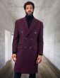 Statement Men's Outlet Full Length 100% Wool Top Coat - Double Breasted