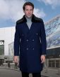 Statement Men's 3/4 Length 100% Wool Top Coat - Double Breasted