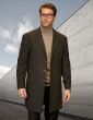 Statement Men's 3/4 Length 100% Wool Top Coat - Plaid