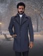 Statement Men's 3/4 Length 100% Wool Top Coat - Unique Zipper