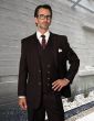 Black/Red Suits Mens 3 Piece Wool Suit