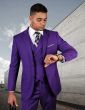 Statement Men's 100% Wool 3 Piece Suit - Bold Solid Color