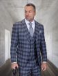 Statement Men's 3 Piece 100% Wool Modern Fit Suit - Sharp Plaid Pattern