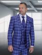 Statement Men's 3 Piece 100% Wool Modern Fit Suit - Sharp Plaid Pattern