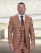 Statement Men's 3 Piece 100% Wool Modern Fit Suit - Sharp Plaid Pattern