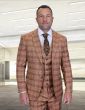 Statement Men's Outlet 3 Piece 100% Wool Modern Fit Suit - Sharp Plaid Pattern