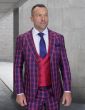Statement Men's 3 Piece 100% Wool Modern Fit Suit - Bold Scoop Vest