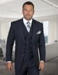 Statement Men's 100% Wool 3 Piece Suit - Two Tone Pinstripe