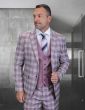 Statement Men's Outlet 3 Piece 100% Wool Modern Fit Suit - Coordinating Solid Color Vest
