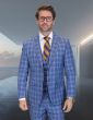 Statement Men's 3 Piece 100% Wool Modern Fit Suit - Classic Plaid Pattern