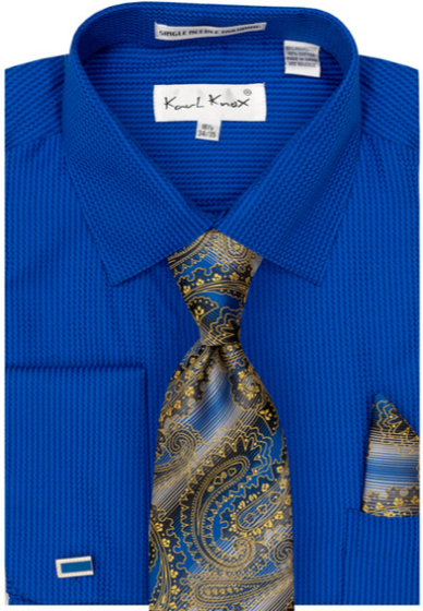 Royal Blue Shirt with Button Down French Cuffs
