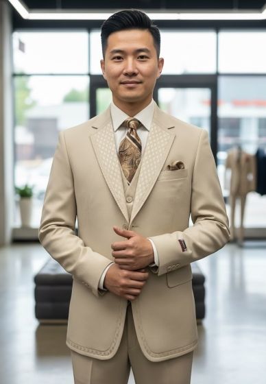 Tan Suit Mens Suits with Vest