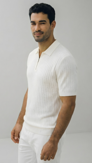 White Polo Shirt Mens Polo Shirts Knit Polo Collared Shirt Quarter Zip