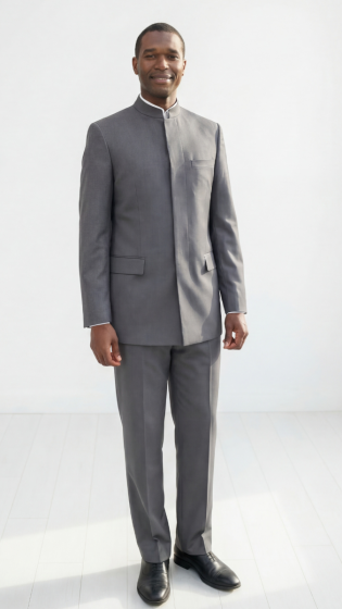 grey Man 2 Pieces Suit Nehru Jacket